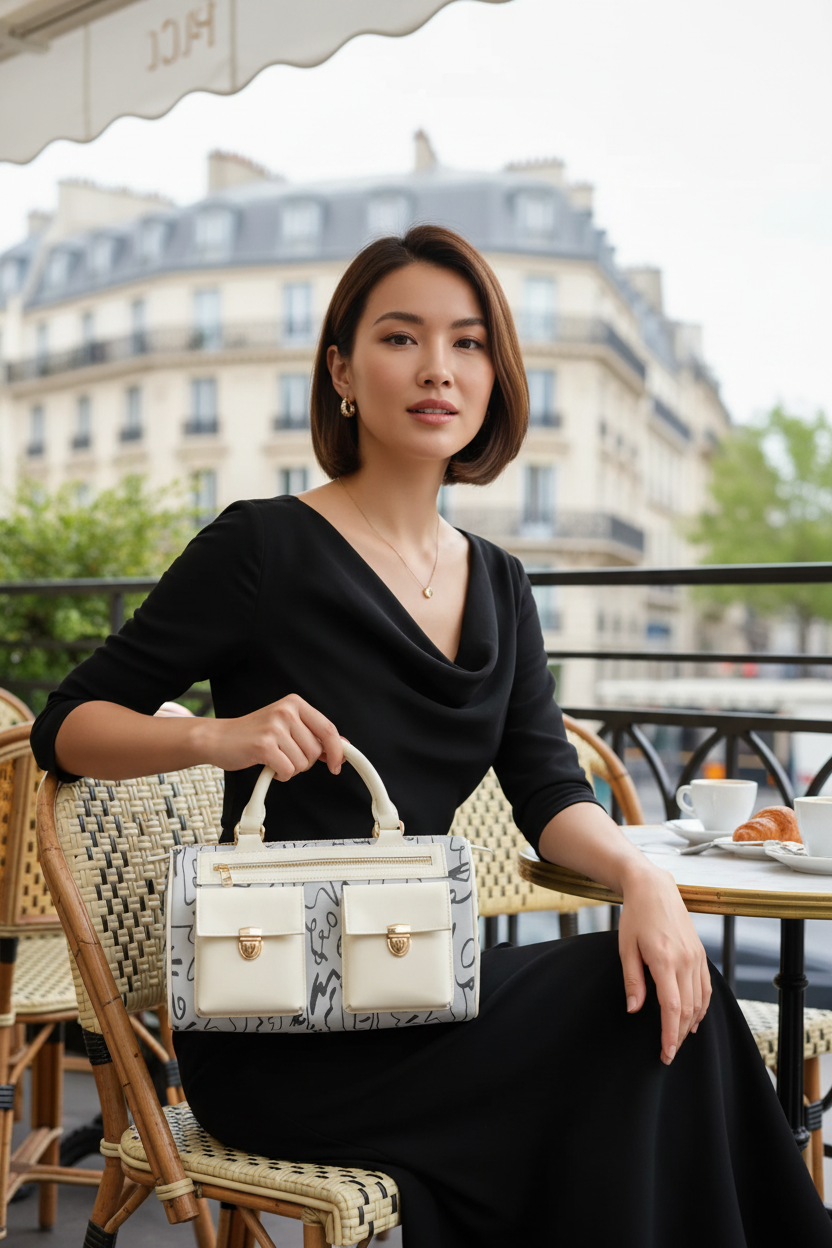 Parisian Café - Black Abstract Baguette