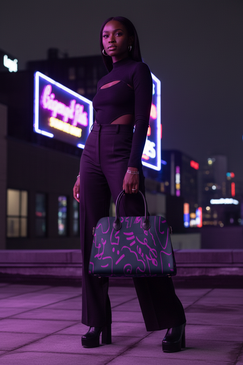 Purple Graffiti Tote - Rooftop