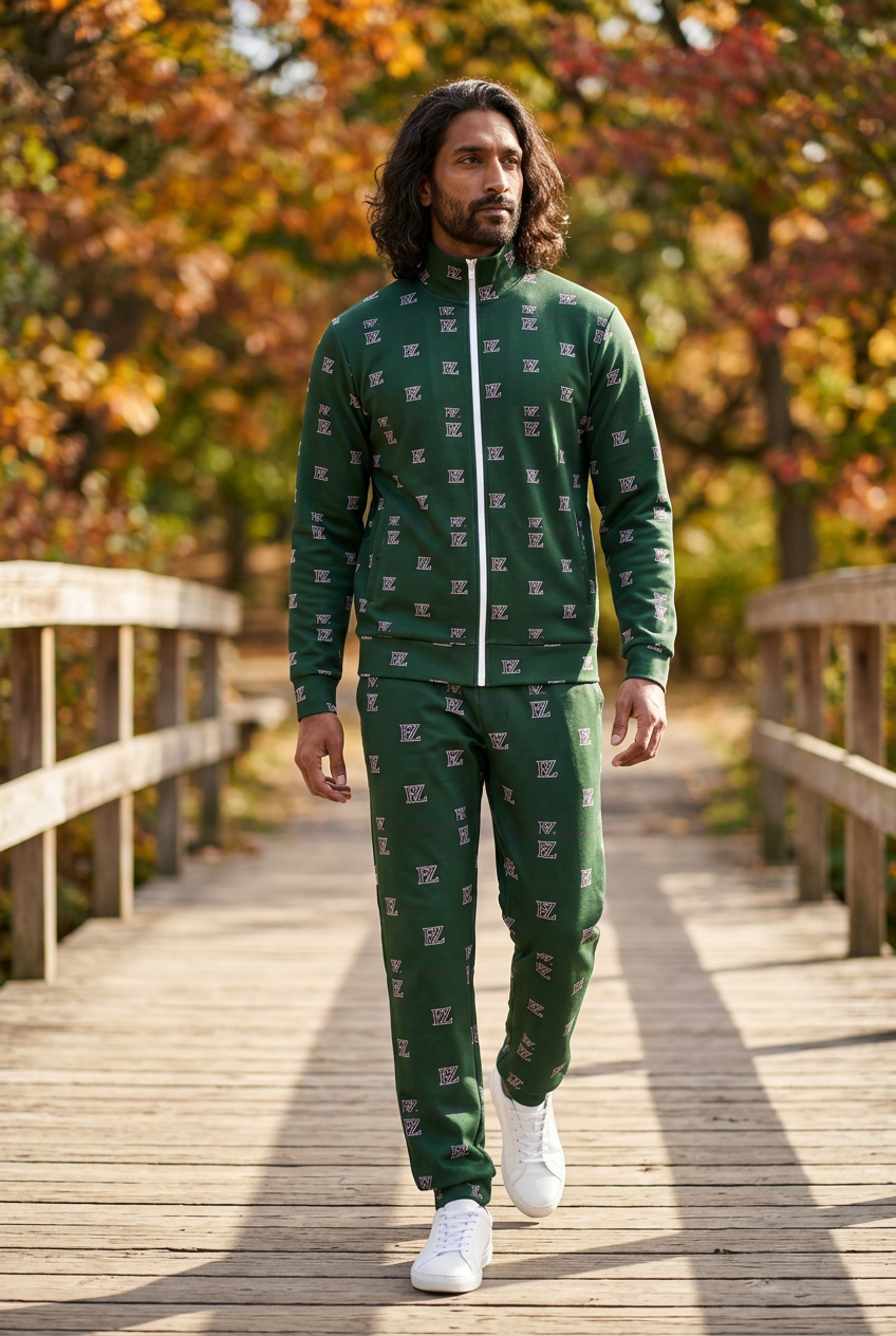 South Asian man on a park footbridge