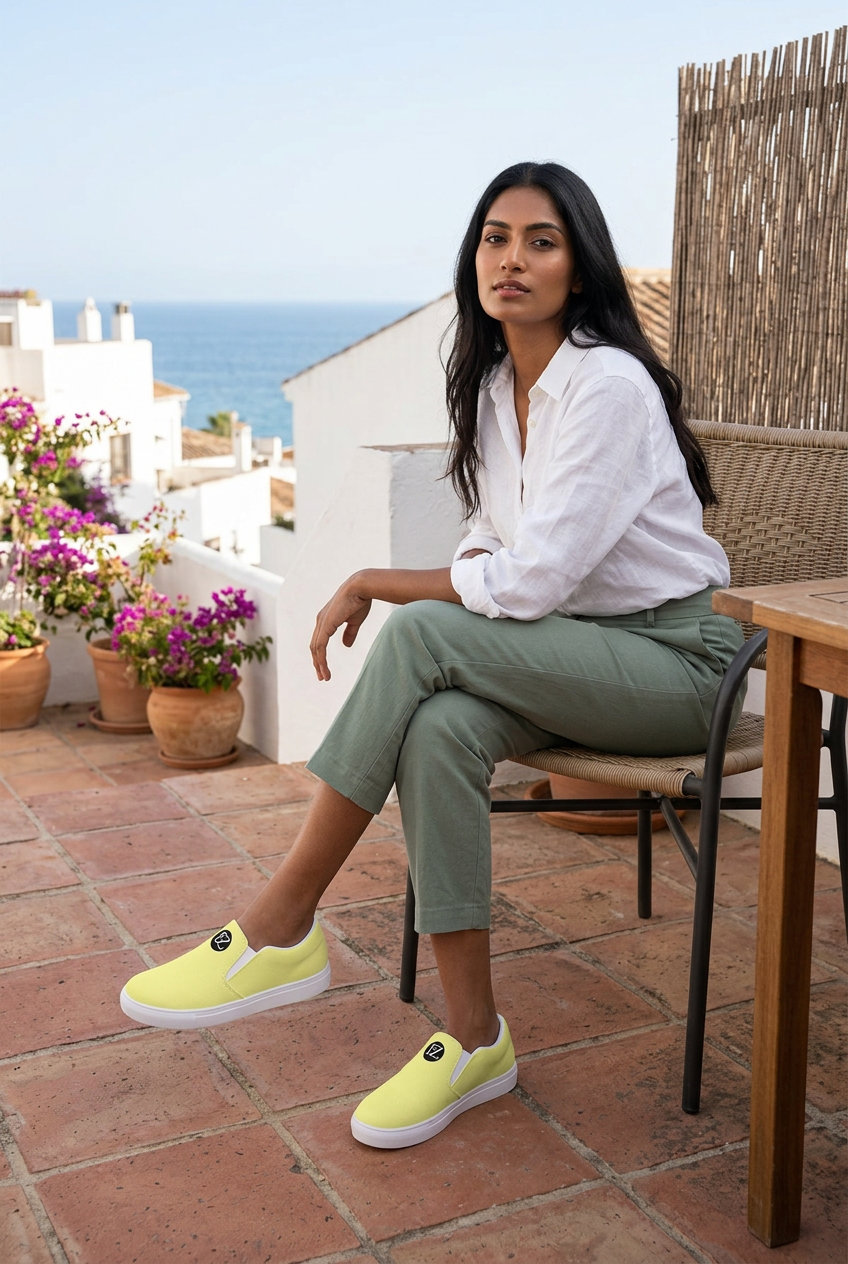South Asian model seated on a rooftop terrace