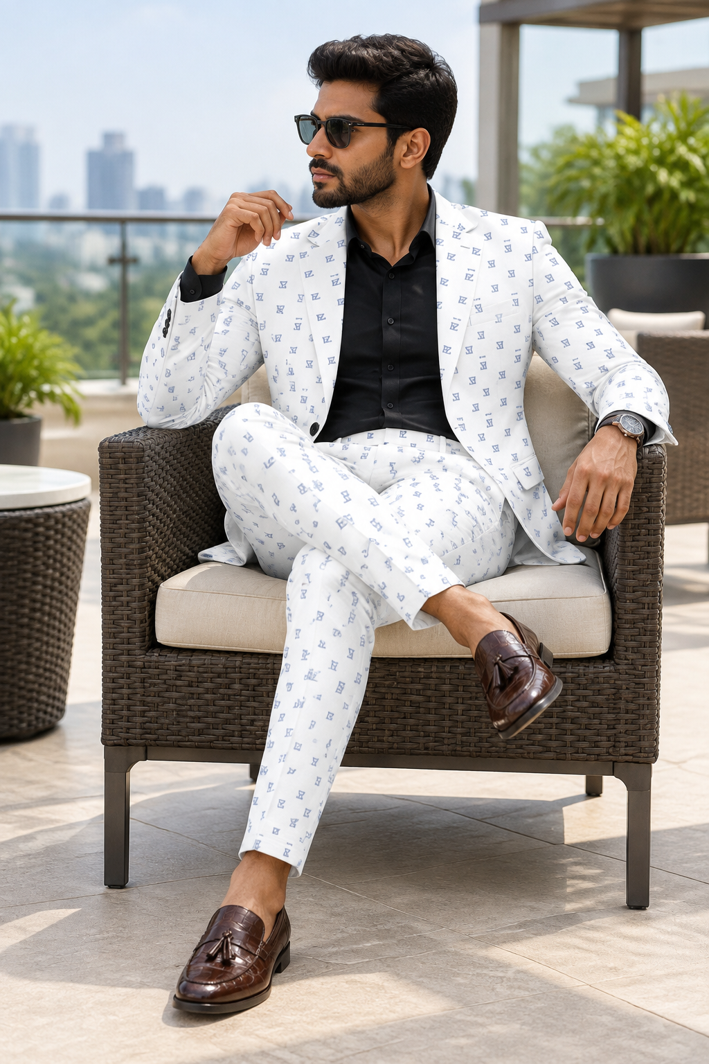 Terrace white-suit look