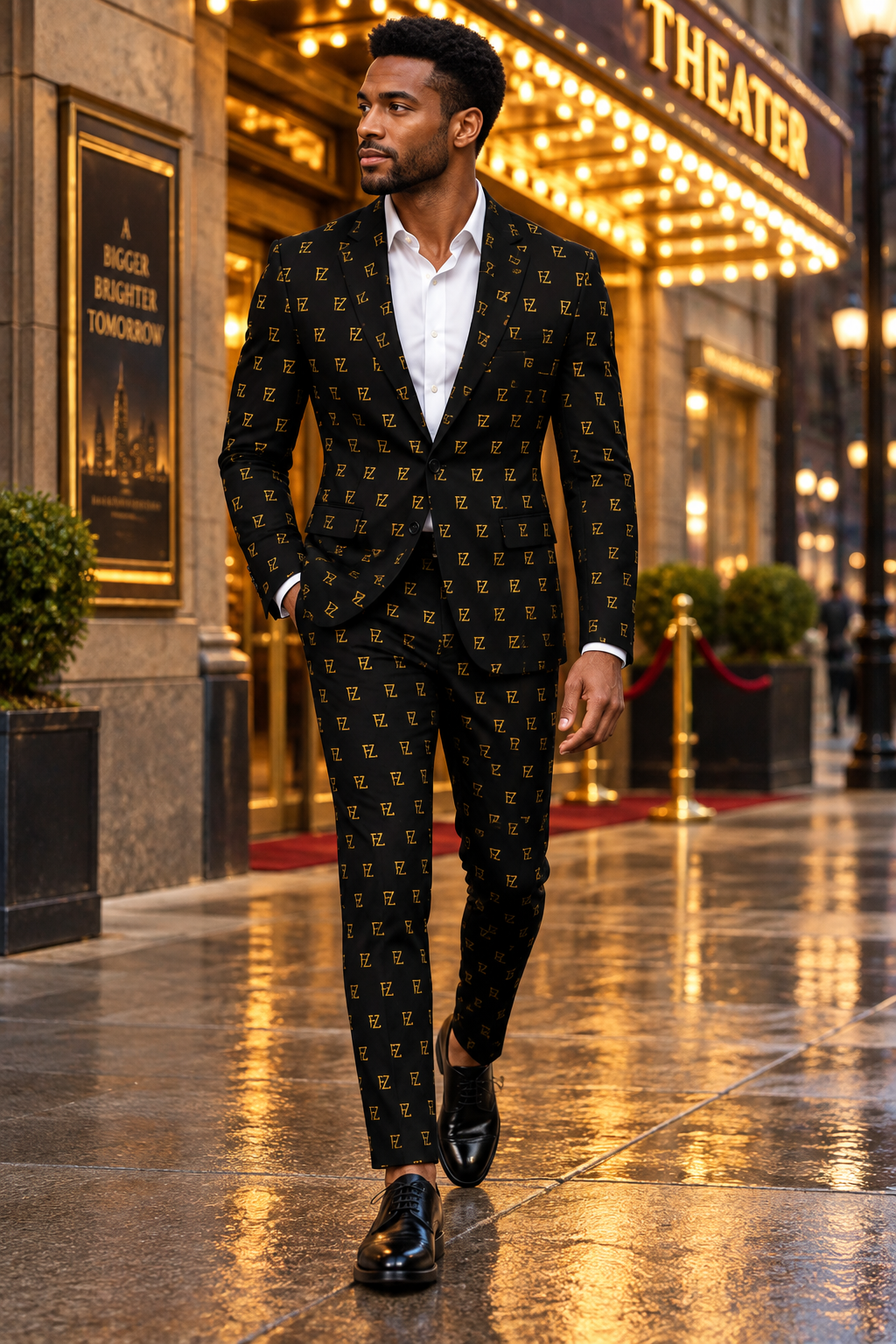 Theater Black & Gold suit look