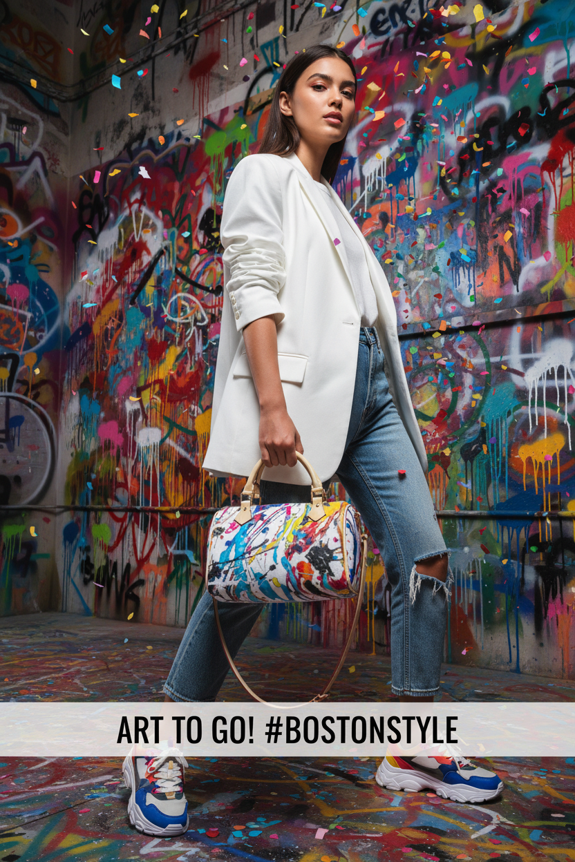 White Paint Splatter Bag - Cream Handles TikTok Ad