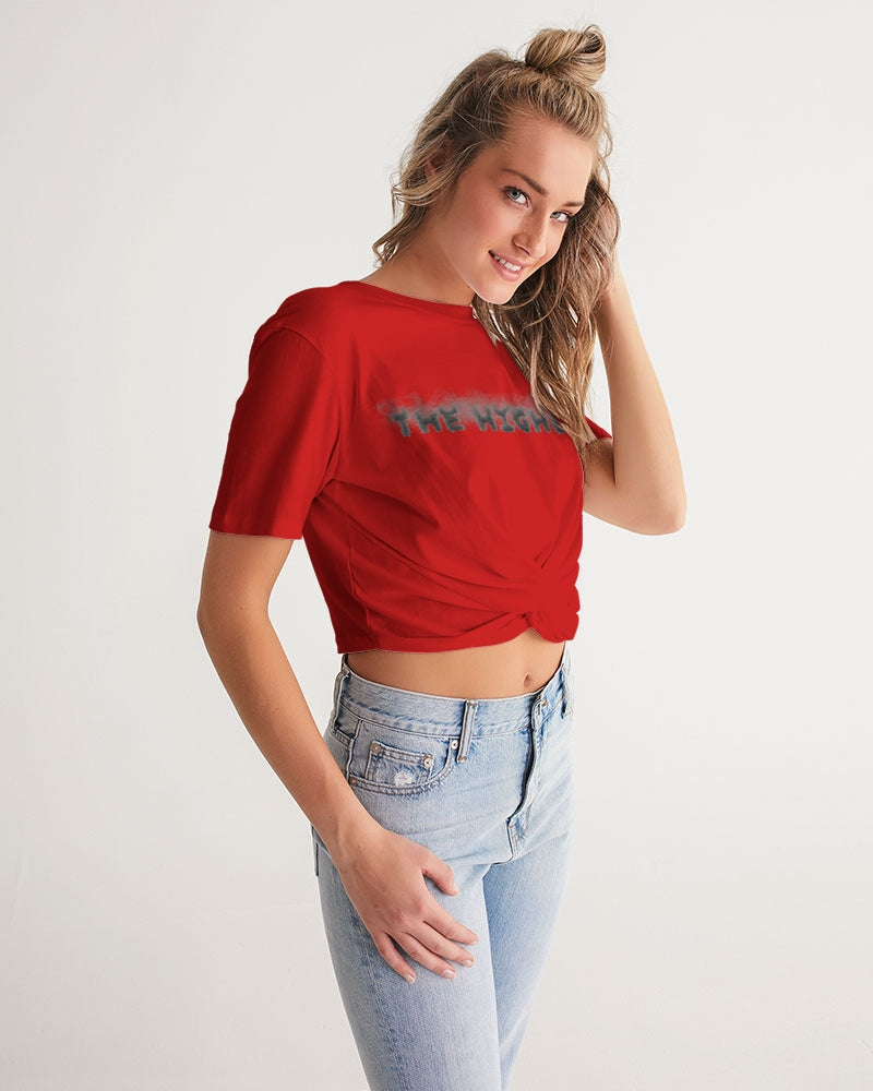 red zone women's twist-front cropped tee