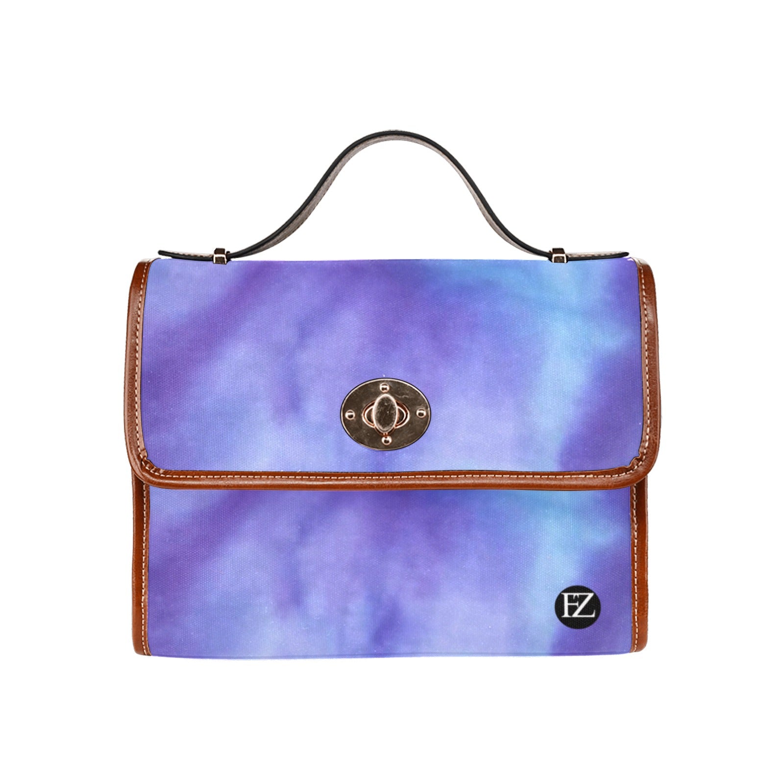 fz original handbag - dye all over print waterproof canvas bag(model1641)(brown strap)