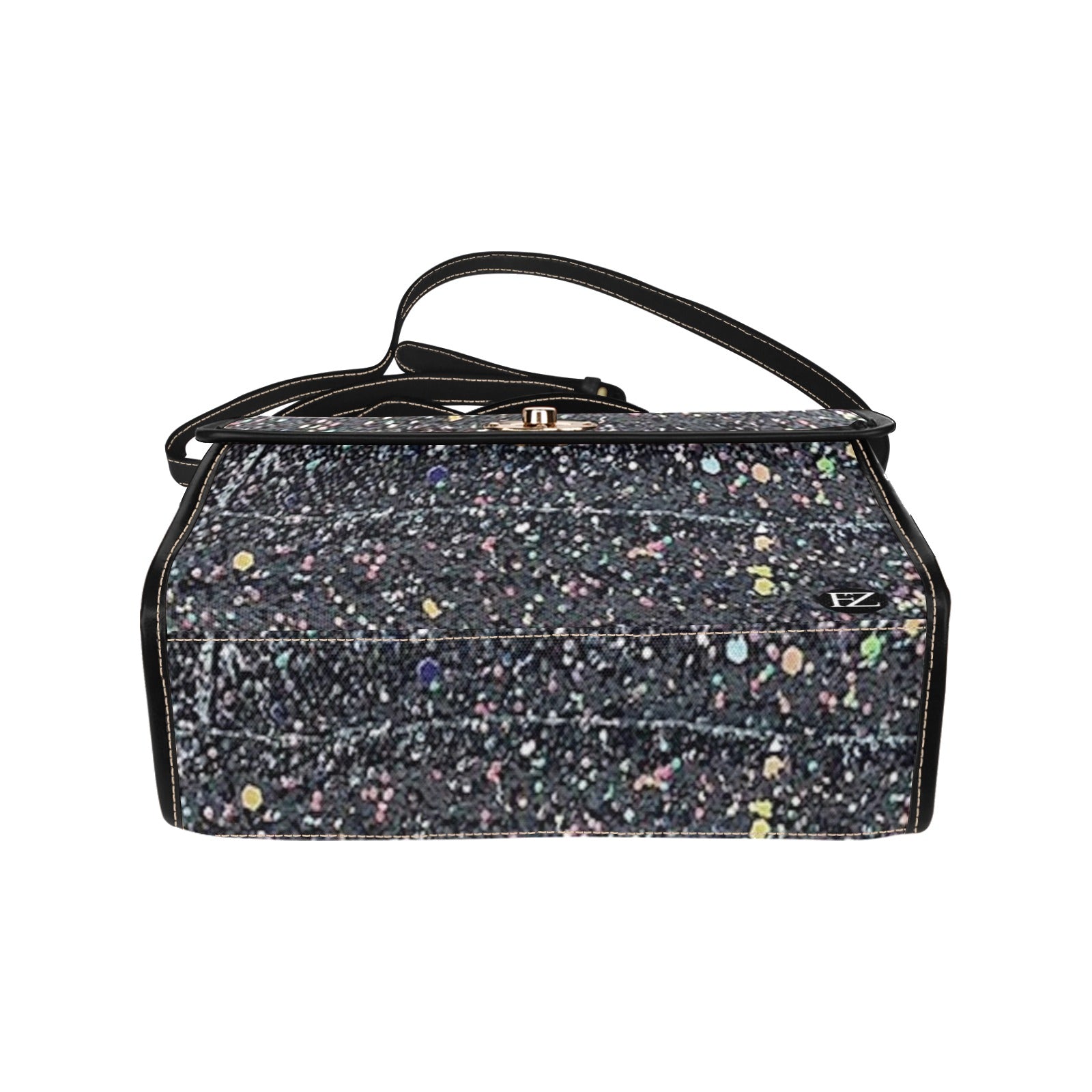 fz rhinestone handbag all over print canvas bag (model 1641)(black)