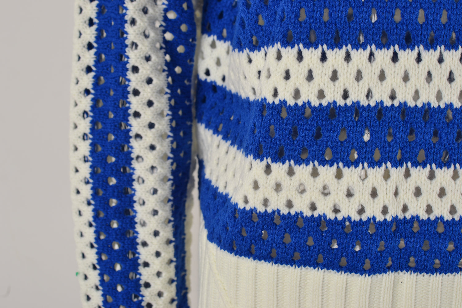 early autumn women hollow out cutout striped crew neck long sleeves knitwear oversized pullover