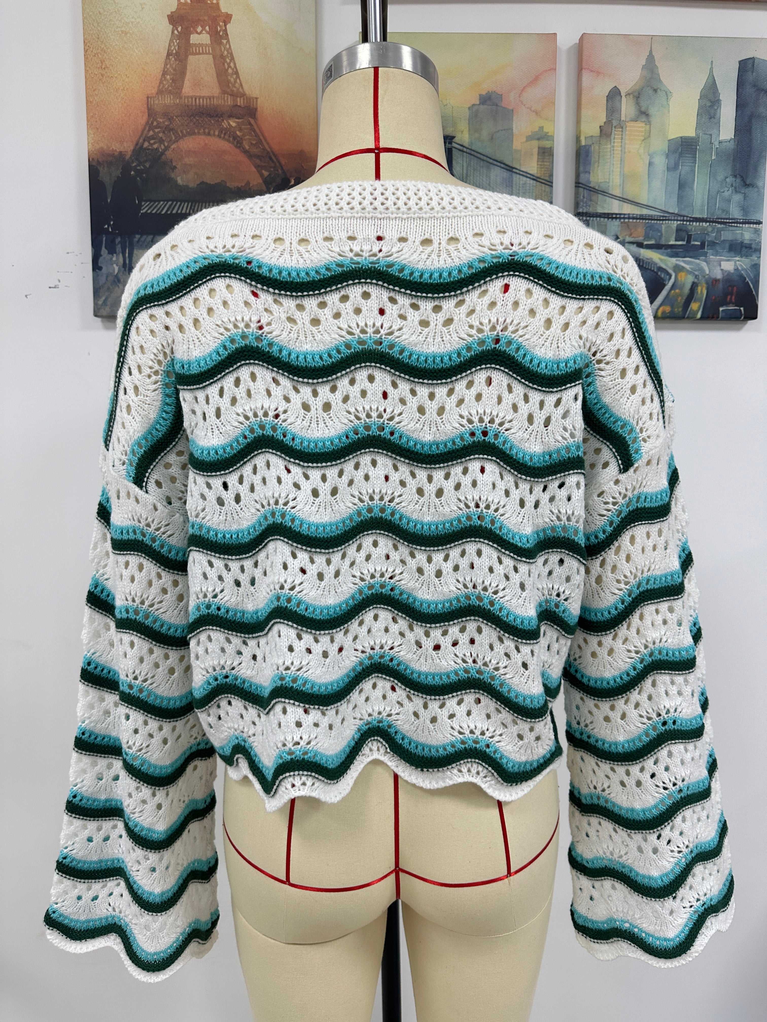 autumn winter women clothing long sleeve round neck knitted striped sweater women