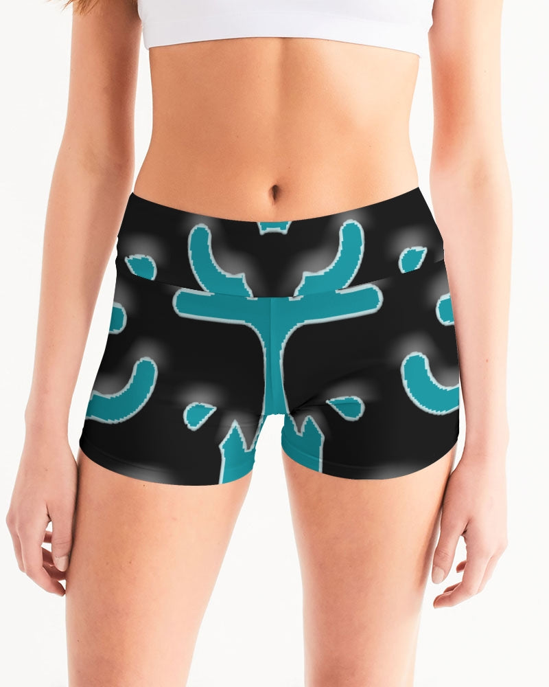 fz blue zone women's mid-rise yoga shorts