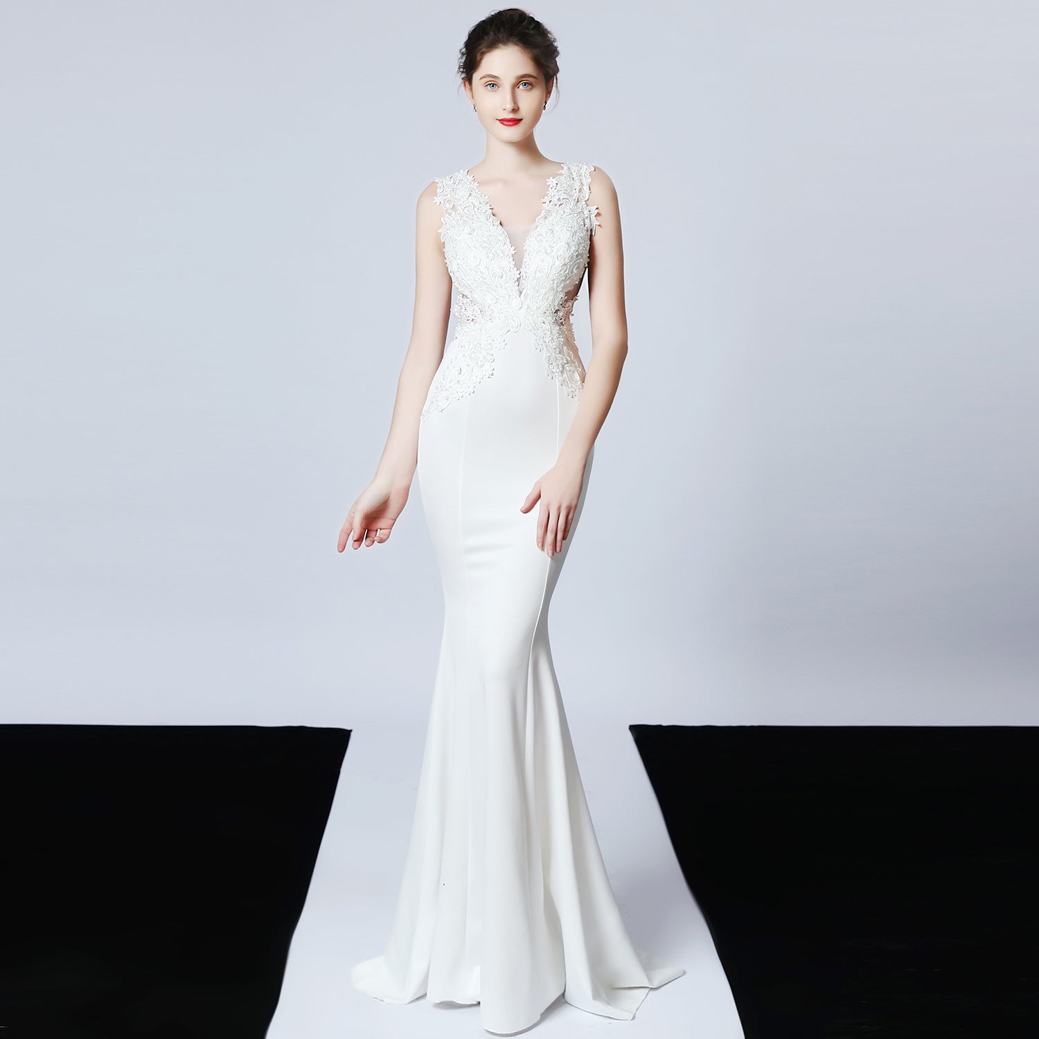 wedding handmade applique beaded toast clothing bride long appreciation dinner slim-fit fishtail evening dress formal gown