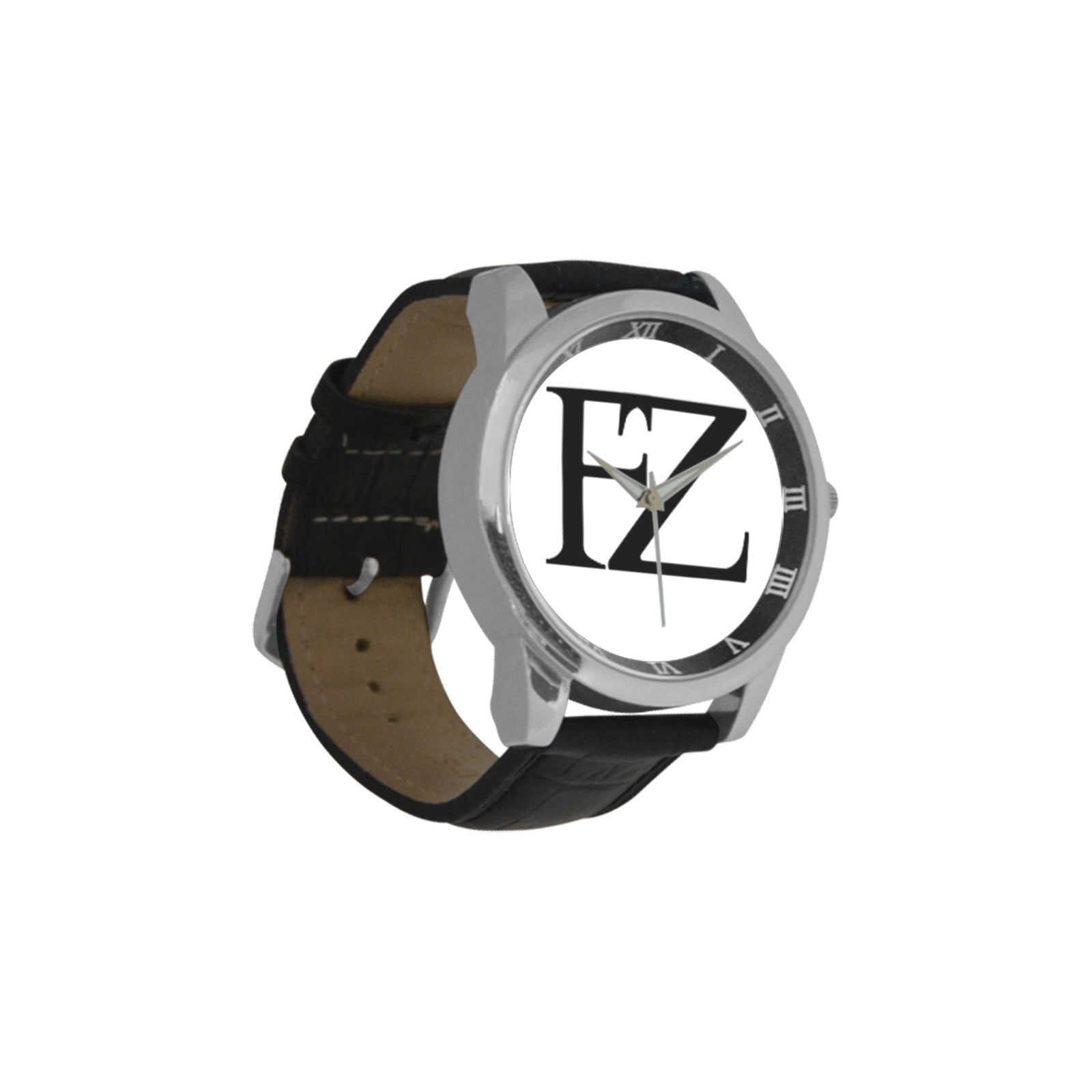 fz original watch - white men's leather strap large dial watch (model 213)