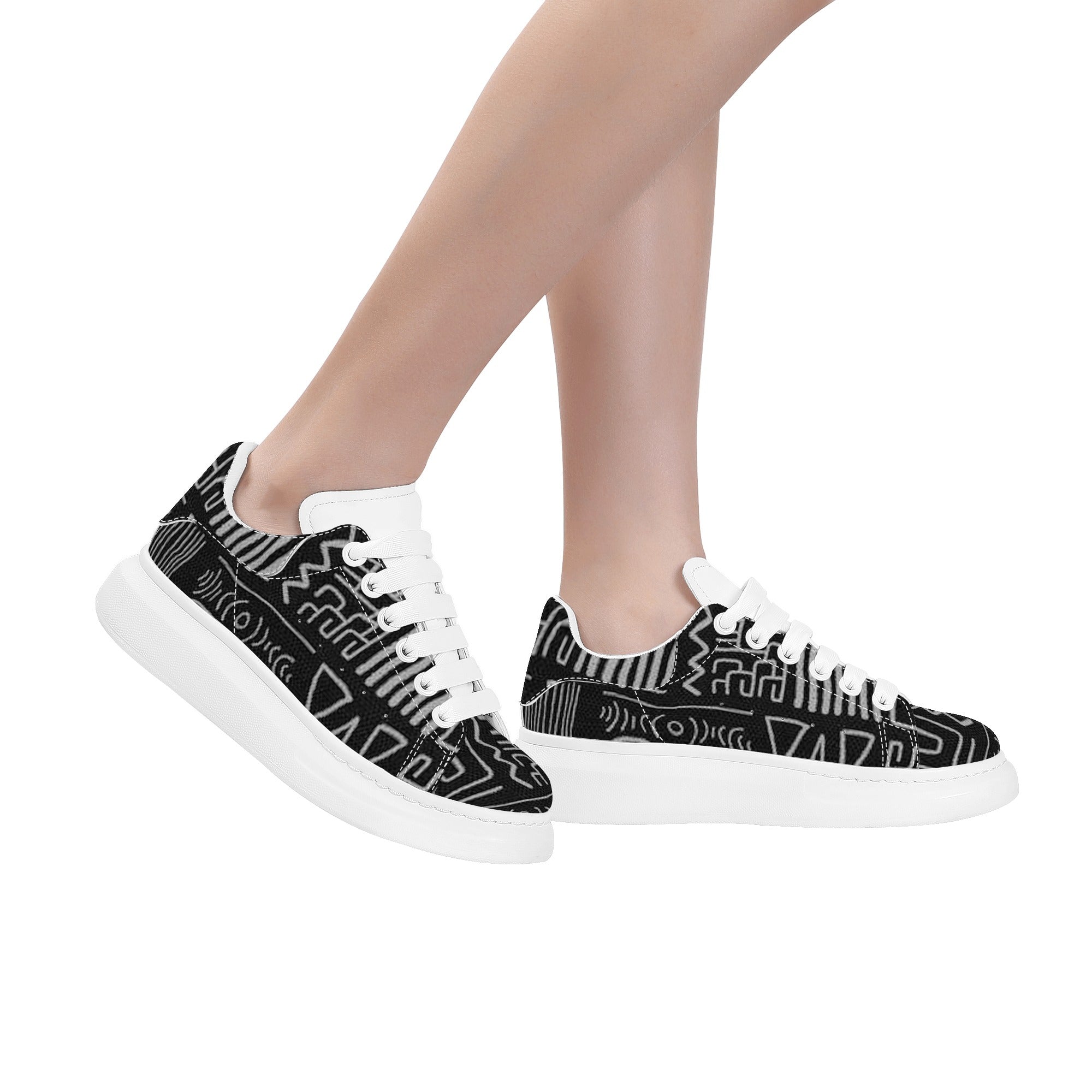 FZ Women's White Tongue Low Top Chunky Shoes - FZwear