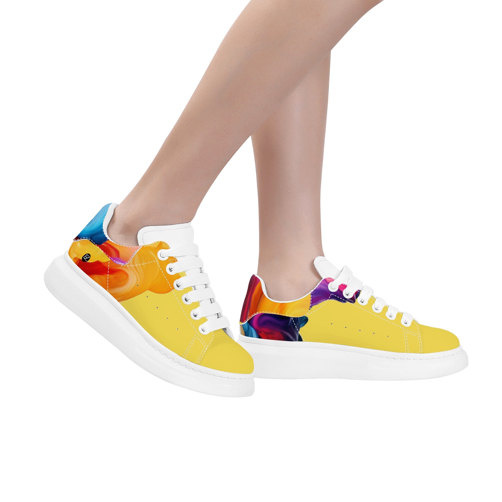 FZ Women's White Tongue Low Top Chunky Shoes - FZwear