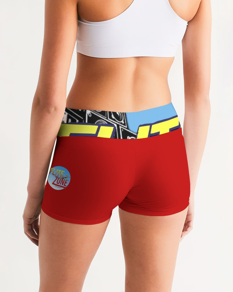 fire zone women's mid-rise yoga shorts