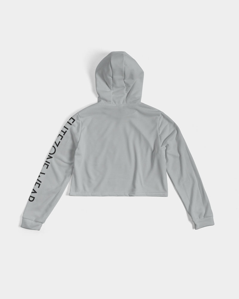 flying grey women's cropped hoodie