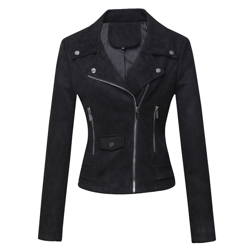 women clothing motorcycle jacket women leather top short slim suede leather jacket women