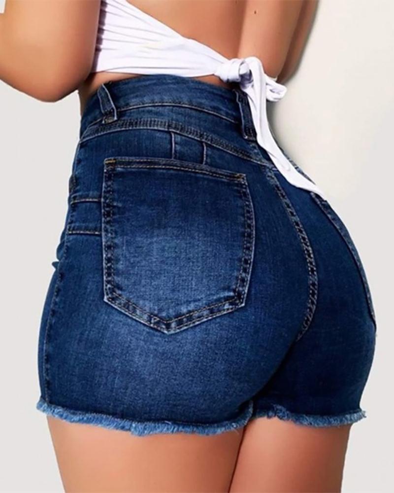 FZ Women's High Waist Ripped Denim Shorts - FZwear