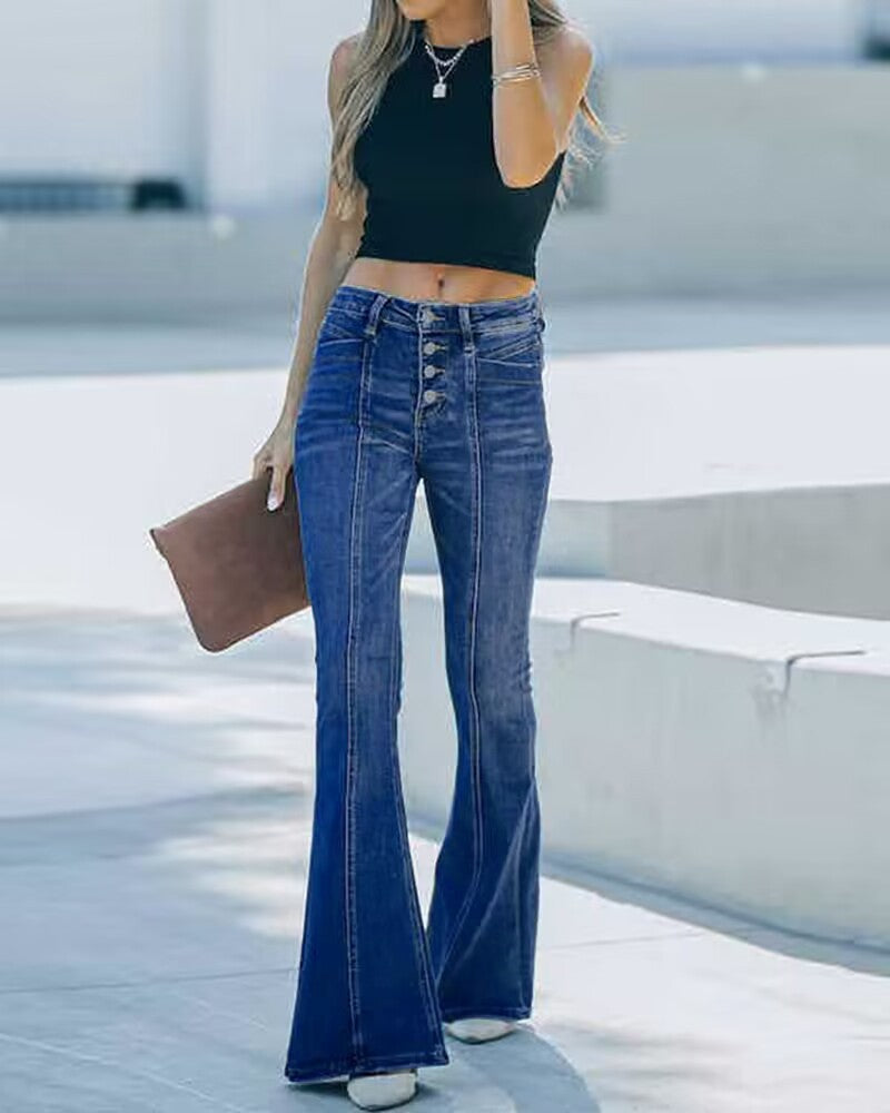 FZ Women's Washed Flared Leg Denim Pants - FZwear