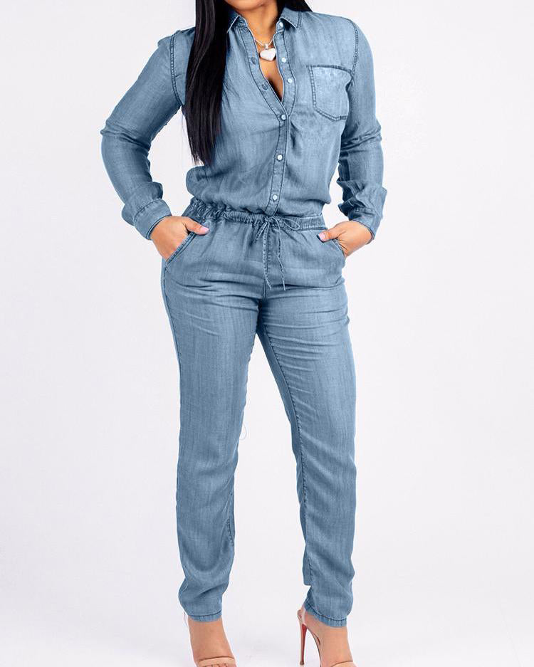 FZ Women's Drawstring Denim Jumpsuit - FZwear