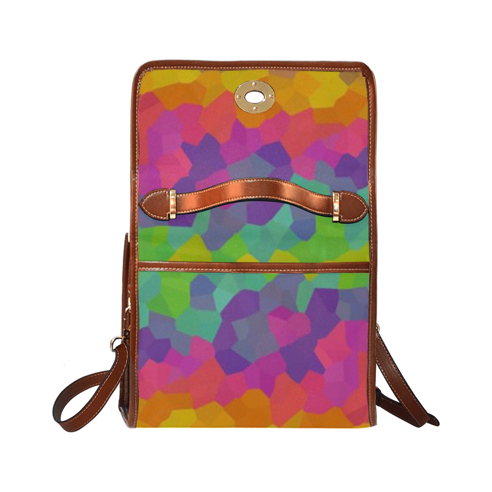 fz women's abstract hand bag all over print waterproof canvas bag(model1641)(brown strap)