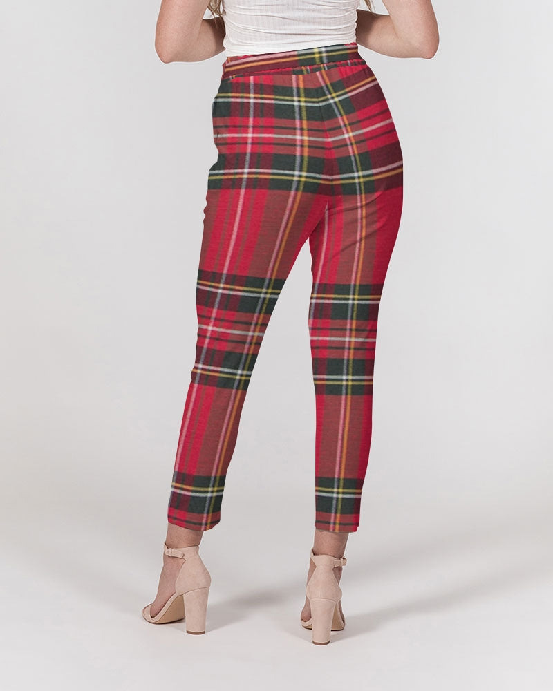 fz plaid too women's belted tapered pants