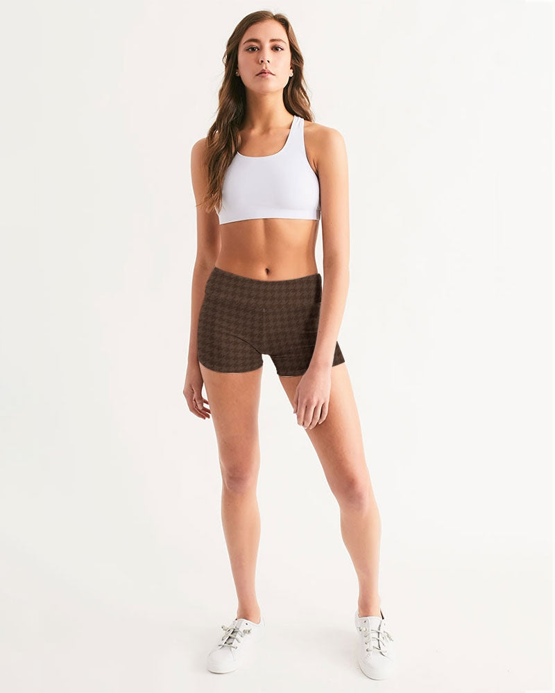 fz plaid women's mid-rise yoga shorts