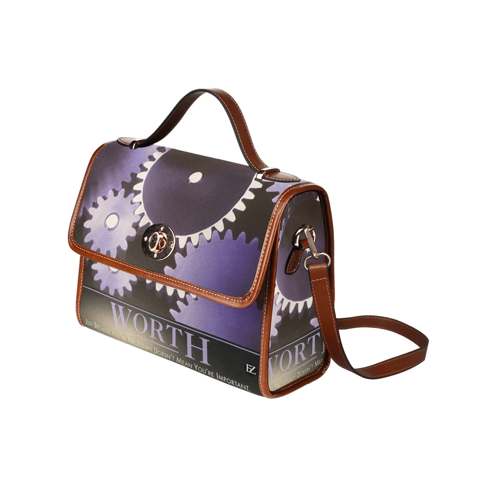 fz worth handbag all over print waterproof canvas bag(model1641)(brown strap)
