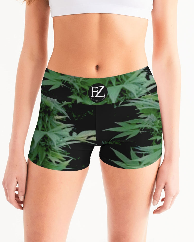 the bud - darker shade women's mid-rise yoga shorts