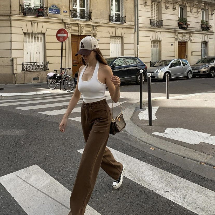 FZ Women's vintage Straight leg high waist slim denim pants - FZwear