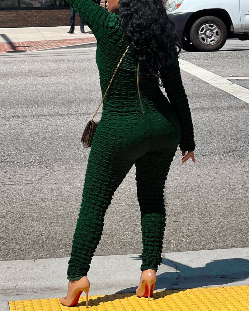 FZ Women's Textured Zip Back Jumpsuit - FZwear