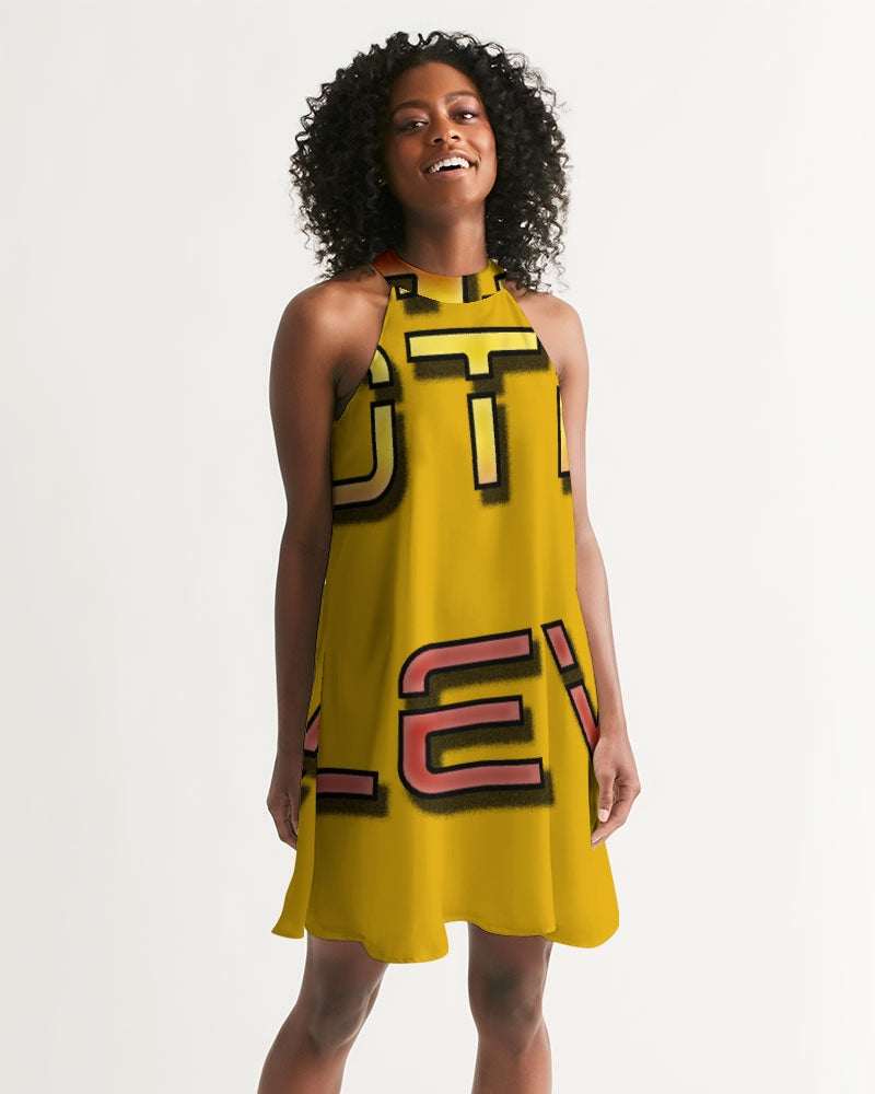 yellow zone women's halter dress