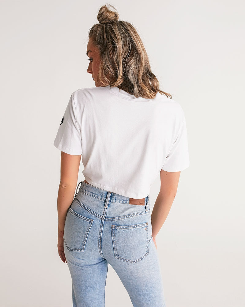 white zone upgraded women's twist-front cropped tee