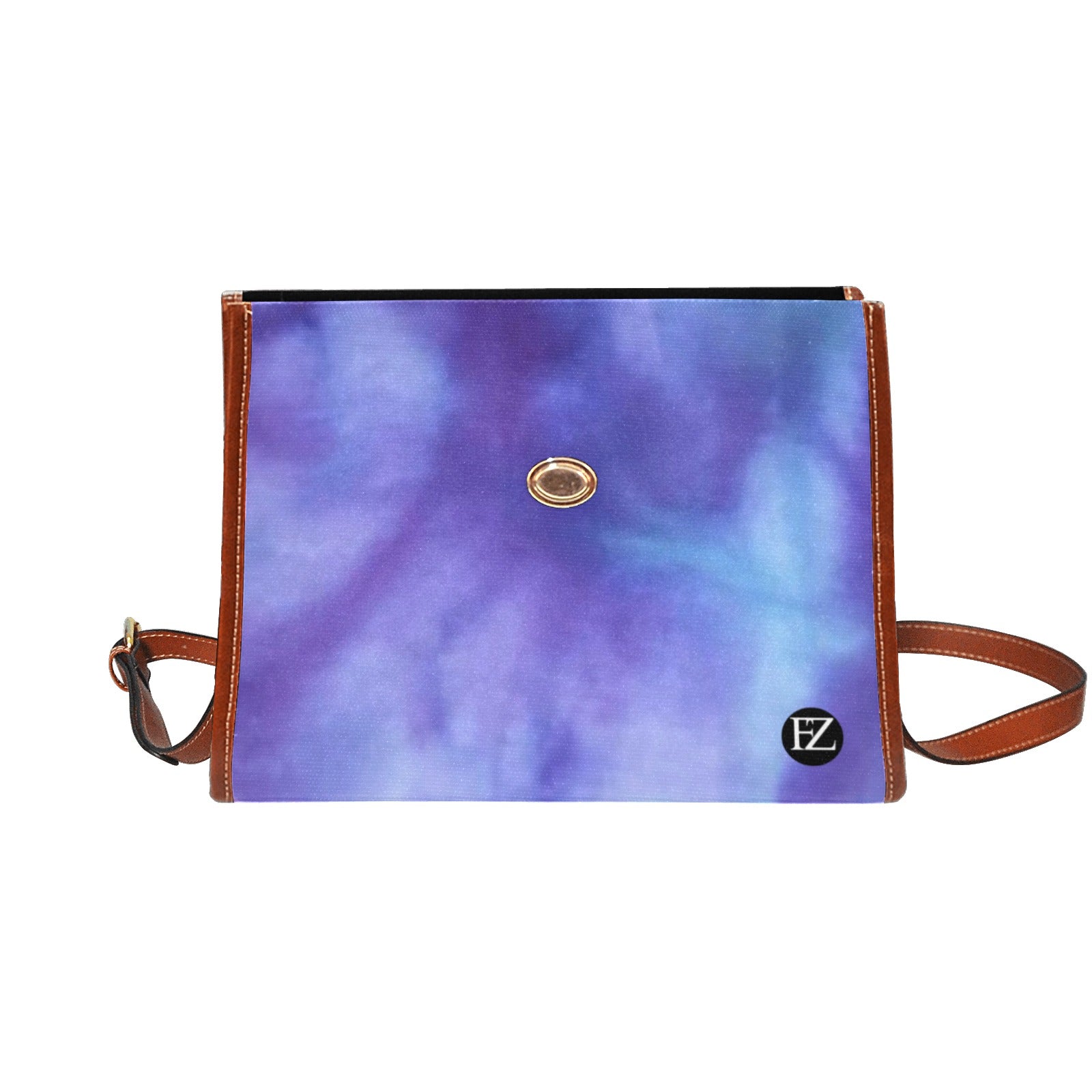 fz original handbag - dye all over print waterproof canvas bag(model1641)(brown strap)