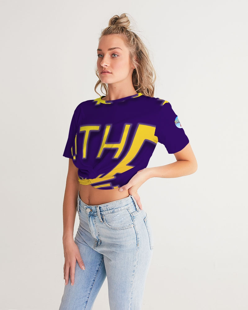 purple flite women's twist-front cropped tee