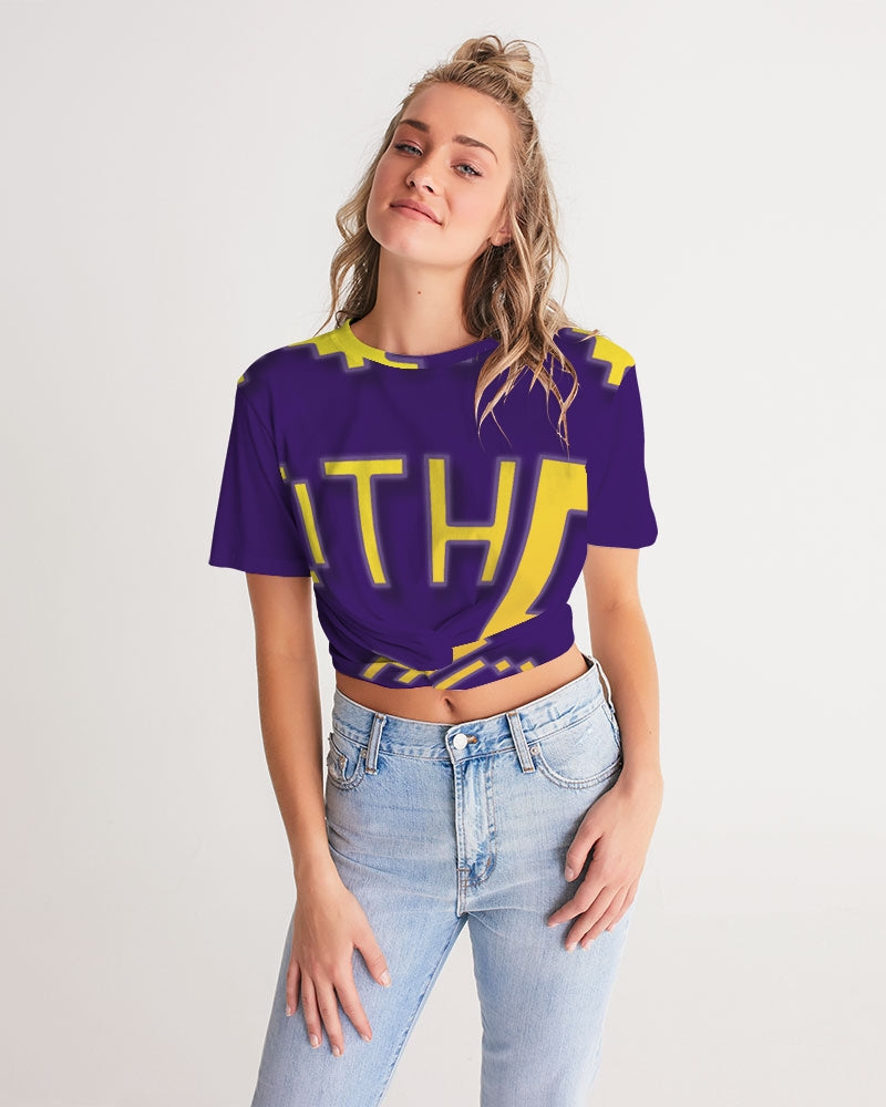 purple flite women's twist-front cropped tee