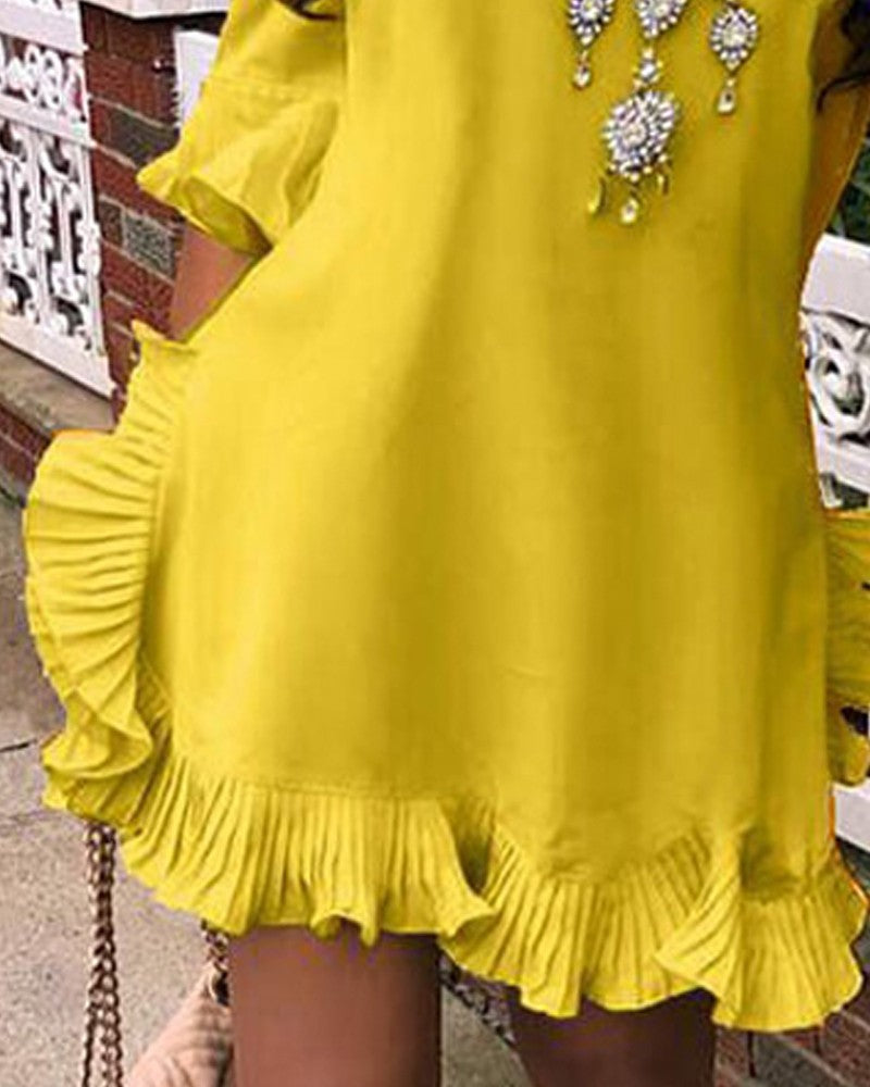 FZ Women's Ruffled Hem Bell Sleeve Dress - FZwear