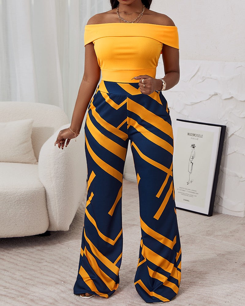FZ Women's Off Shoulder Geo Print Pants Set - FZwear