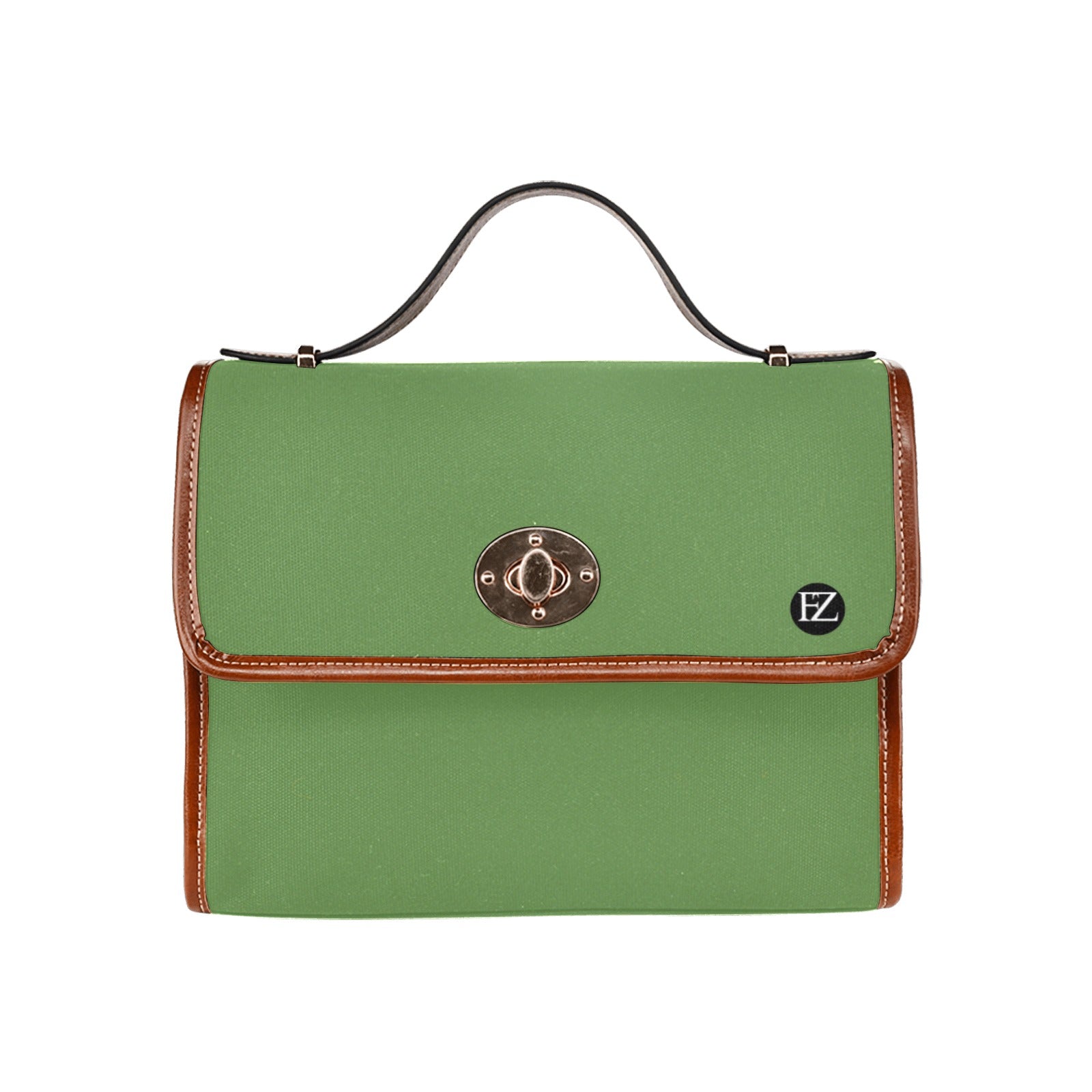 fz original handbag one size / fz 0riginal handbag - green all over print waterproof canvas bag(model1641)(brown strap)