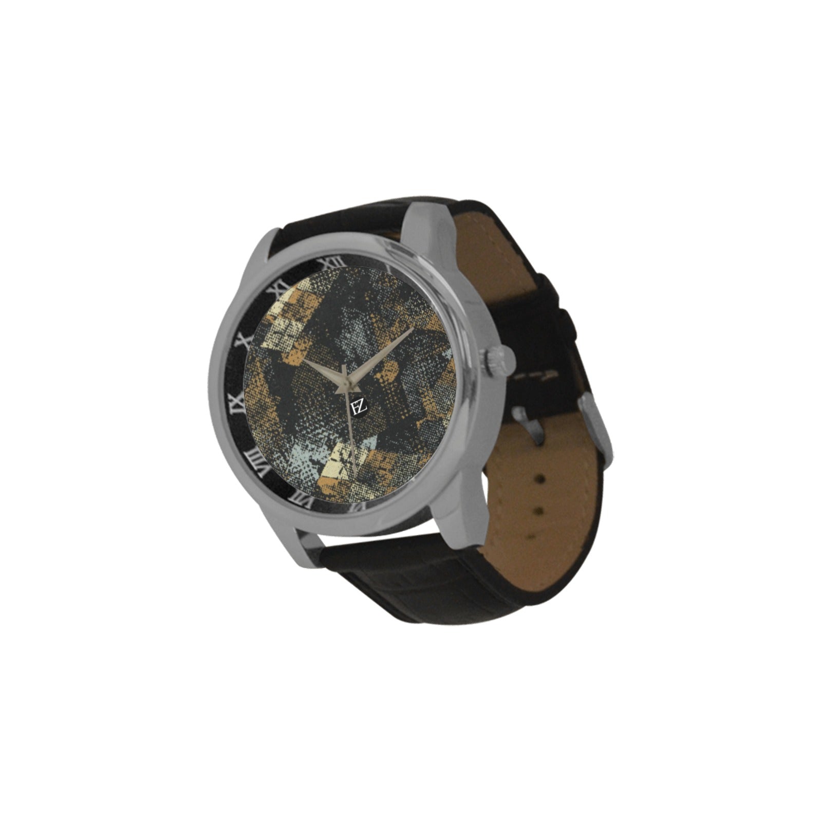 fz men's watch men's leather strap large dial watch (model 213)