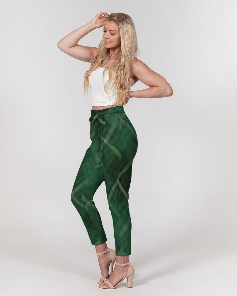 fzwear plaid women's belted tapered pants
