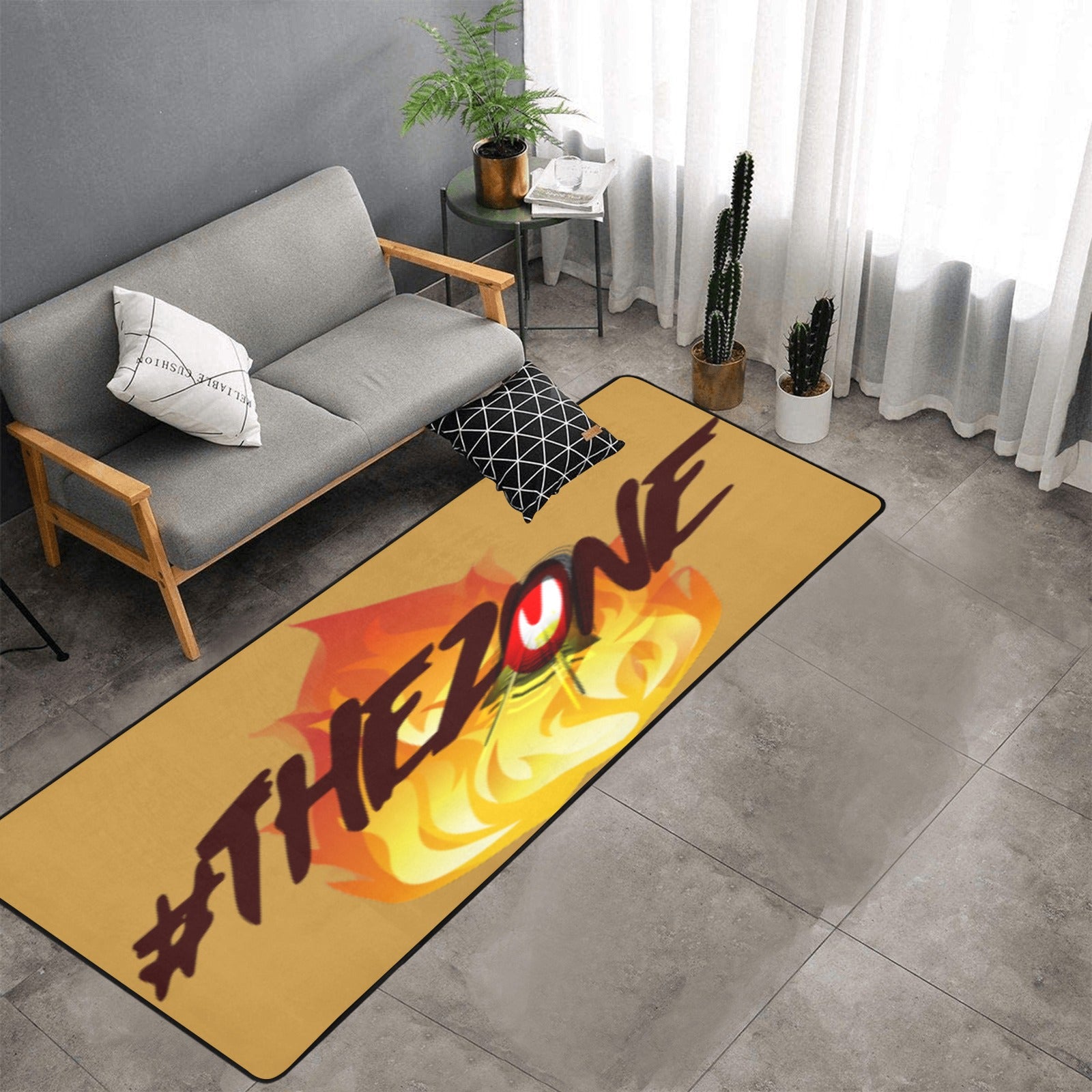 fz zone area rug one size / fz rug - light brown area rug with black binding 10'x3'3''