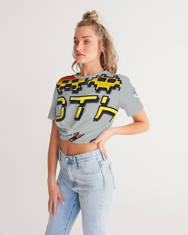 grey zone women's twist-front cropped tee