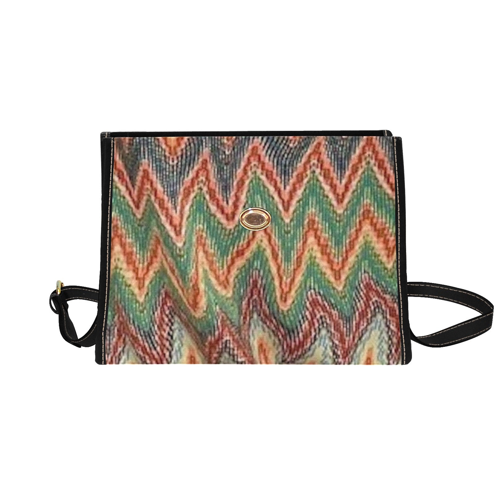 fz wave print handbag all over print canvas bag (model 1641)(black)