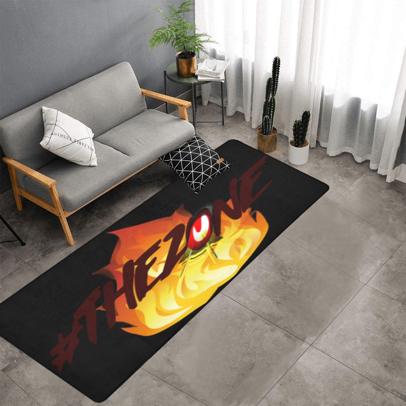 fz zone area rug one size / fz rug - black area rug with black binding 10'x3'3''