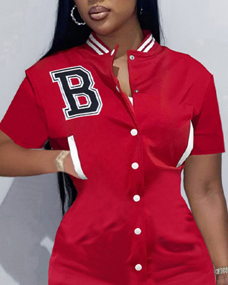 FZ Women's Print Baseball Collar Dress - FZwear