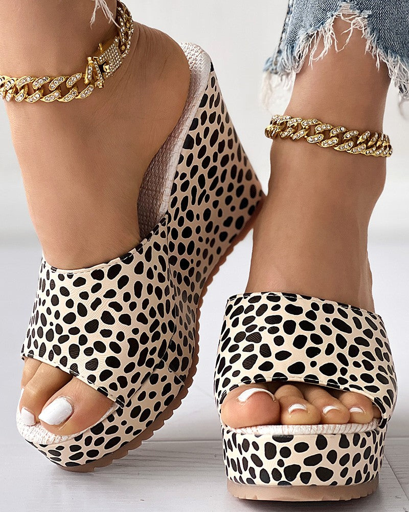 FZ Women's Leopard Wide Strap Wedge Shoes - FZwear