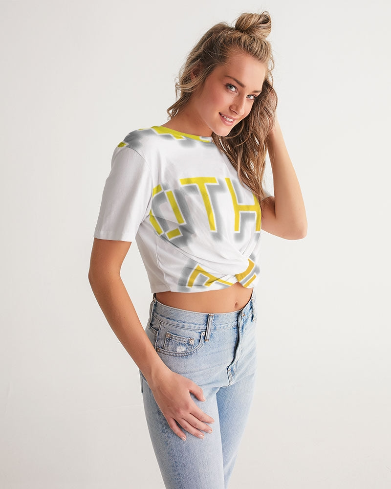 white zone women's twist-front cropped tee
