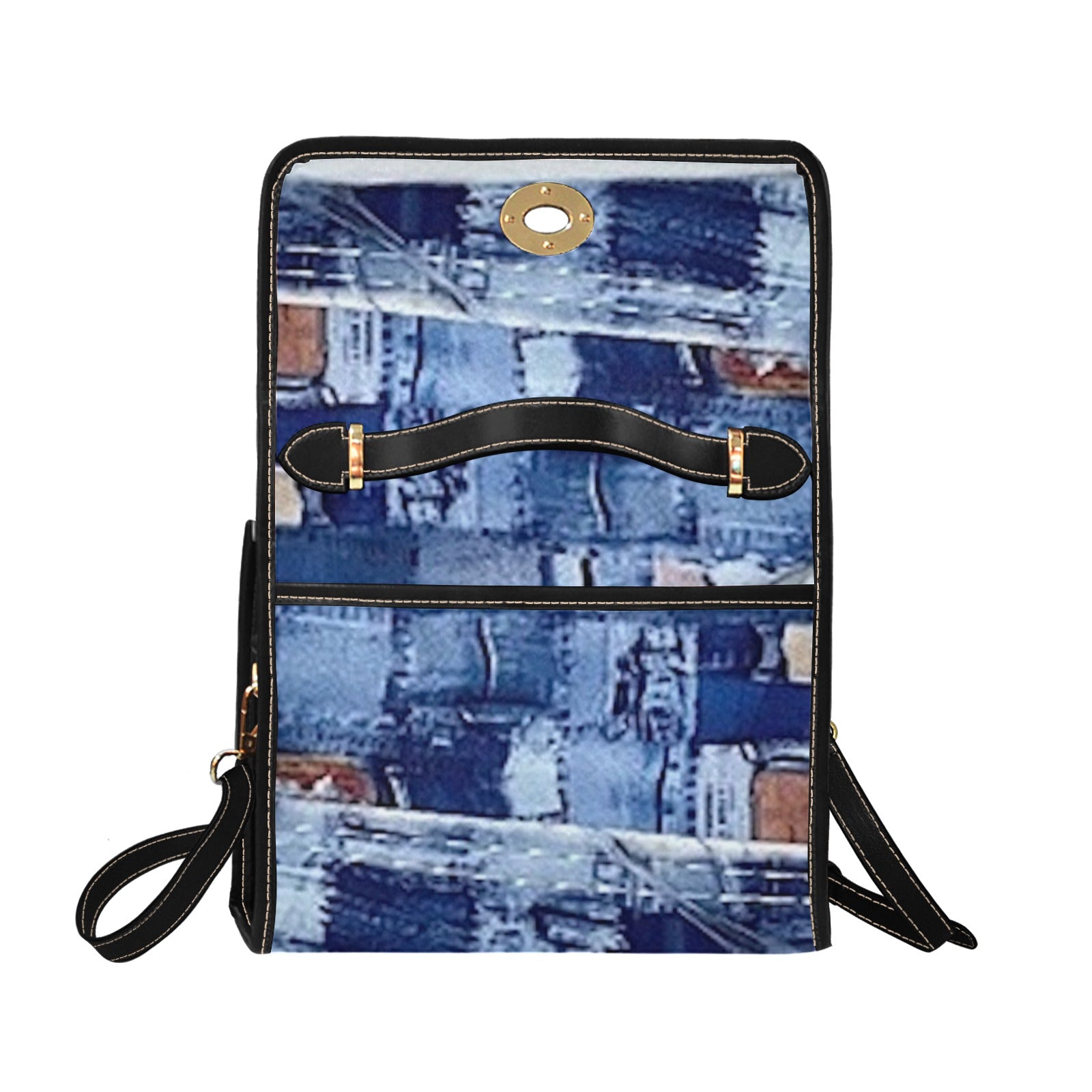 fz denim handbag all over print canvas bag (model 1641)(black)