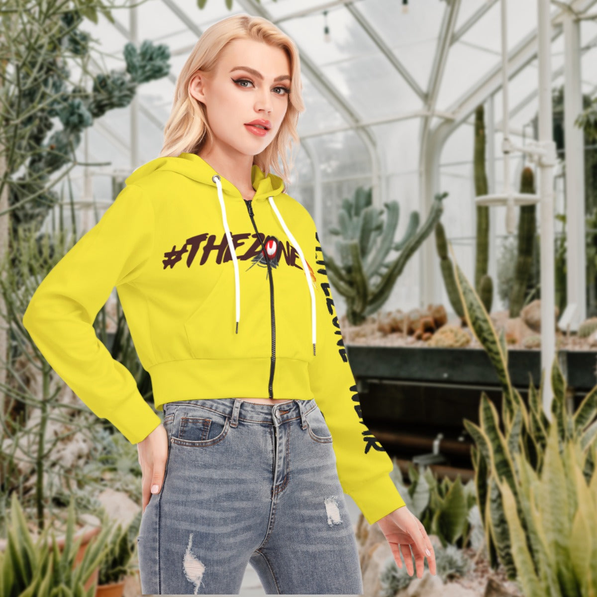 fz women's crop top hoodie with zipper