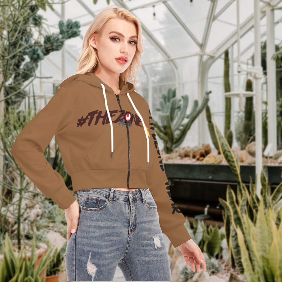 fz women's crop top hoodie with zipper